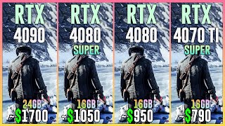 RTX 4090 vs RTX 4080 SUPER vs RTX 4080 vs RTX 4070 TI SUPER  Test in 25 Games [upl. by Pompea]