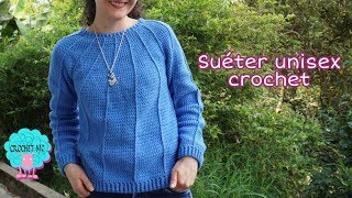 Suéter Alex 🥰 crochet con canesú redondo unisex [upl. by Ardell]