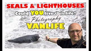 Full Time Landscape Photography Vanlife Godrevy Lighthouse Penzance with seals on the beach [upl. by O'Callaghan]