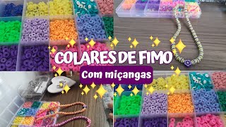 Criei 3 colares de fimo com miçangas  Colares de miçangas inéditos na loja [upl. by Bibbye]