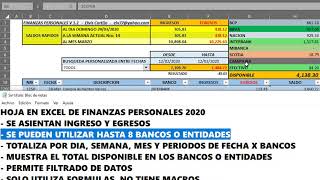 Excel  Saldos Rapidos  Finanza Personal  Saldos Diarios  Saldos en Bancos  Control Financiero [upl. by Clarice]