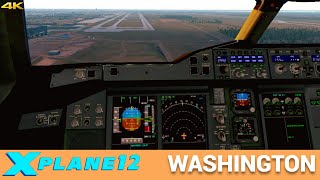 WASHINGTON Landing A380 Cockpit  X Plane 12 2022 HD [upl. by Bradski]