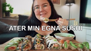 Äter egengjord Sushi  MUKBANG [upl. by Lamonica]