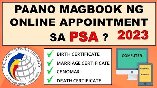 PSA Online Appointment 2023  Paano magbook ng appointment online sa PSA Complete Guide [upl. by Elbys]