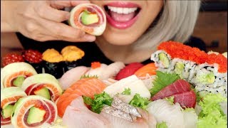 ASMR Eating Sushi Sashimi  Uni Tobiko Salmon Ikura No Talking [upl. by Fraase]