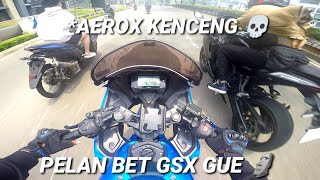 GSX R150 KALAH TOP SPEED SAMA AEROX 155 😭 [upl. by Necyla]