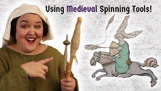 How I Spin Flax With a Handheld Distaff  Using Medieval Tools [upl. by Eimac]