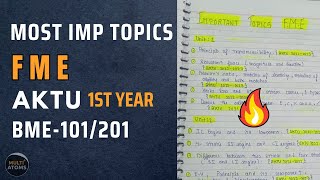 FME Most Important Topics of All Units  Aktu Exams  2nd Year  FME BMES101201  Aktu FME [upl. by Aimehs]