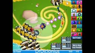 Bloons Tower Defense 4 Expansion  Track 1 Walkthrough  Hard  No Lives Lost [upl. by Ydisahc344]