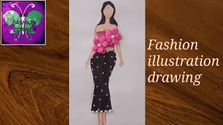 How to make fashion drawing Fashion Illustration tutorial step by step How to draw a girl drawing [upl. by Gloriane797]