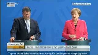 Griechenland PK von Angela Merkel und Sigmar Gabriel am 29062015 [upl. by Nollaf]