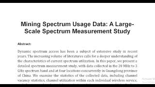 Mining Spectrum Usage Data A Large Scale Spectrum Measurement Study [upl. by Stover]