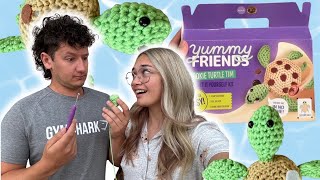 My Husband Tries Crochet Totally NOT Forced │ Yummy Friends Kit [upl. by Notwen]