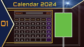 Calendar animation after effects  Animated Green Screen Calendar 2024  Calendar [upl. by Hare]