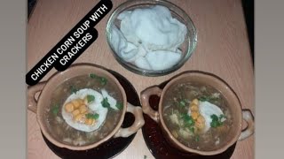 Chicken corn soup with crackereasy chicken corn soup recipepinch of Yum [upl. by Ahsemac]