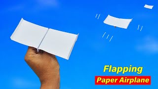 How to Make Flapping Airplane  Amazing Flying Paper Plane  Flat Paper Flying Airplane [upl. by Kinzer]