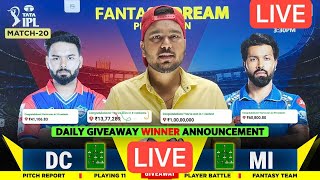 🔴LIVE MI vs DC Dream11 Prediction  MI vs DC Dream11 Team  Dream11  IPL 2024 Match  20 Prediction [upl. by Asusej99]