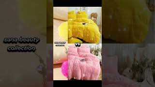 Yellow 💛 fur 🆚 Pink fur 💓  Dress 👗  Bedroom 🛏️  Earrings  etc  YouTube short viral video [upl. by Ahsyt410]