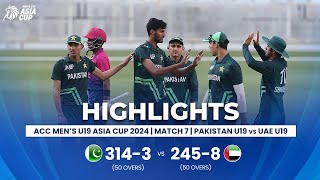 Pakistan U19 vs UAE U19  Match 7  ACC Mens U19 Asia Cup [upl. by Marissa]