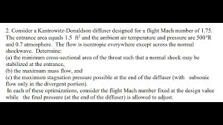 Consider a KantrowitzDonaldson diffuser designed for a flight Mach number of 175 [upl. by Flyn28]