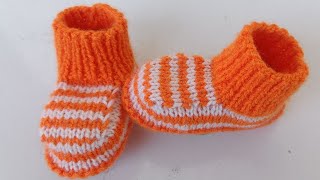 Easy Baby socks knitting designwoolen baby booties knittingknitting shoes tutorial in Hindi [upl. by Eel416]