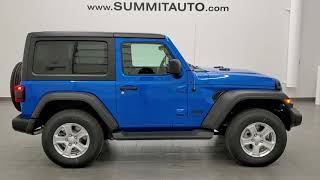 2021 JEEP WRANGLER TWO DOOR SPORT 25S AUTO IN HYDRO BLUE METALLIC WALK AROUND REVIEW SOLD SUMMIT [upl. by Cahan]