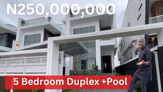 HOUSE FOR SALE IN LEKKI LAGOS NIGERIA  5 Bedroom Duplex with Pool In Ajah [upl. by Dnanidref428]