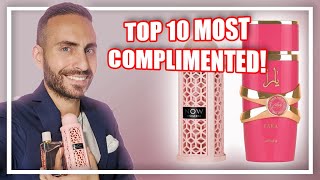 Top 10 MOST COMPLIMENTED Lattafa Perfumes for Women [upl. by Nonnel]