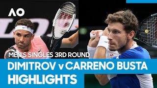 Grigor Dimitrov vs Pablo Carreno Busta Match Highlights 3R  Australian Open 2021 [upl. by Llerehs]