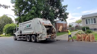 ExDerichebourg JMV Environnement Freightliner Heil Rear Loader Garbage Truck On Yard Waste [upl. by Trautman]