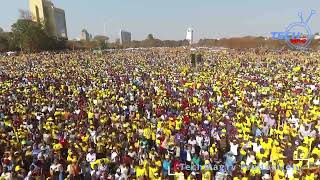 DroneVideo Watch Now The Biggest Rally Ever By Nelson Chamisa In Zimbabwe Harare Freedom Square [upl. by Ecylahs]