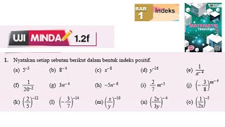 KSSM Matematik Tingkatan 3 Bab 1 indeks hukum indeks uji minda 12f no1 buku teks form 1 pt3 [upl. by Vish730]