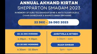 Shepparton Annual Akhand Keertan Smagam 2023  Rainsabai Kirtan  25th Dec 2023 [upl. by Gaudet]