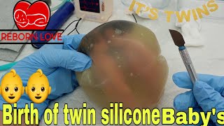 Birth Of Miniature Twin Silicone babys in womb  Reborn Love [upl. by Chilton]