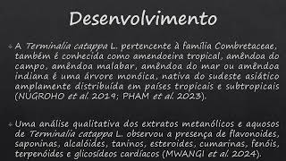 PROPRIEDADES FARMACOLÓGICAS DE Terminalia catappa L Vídeo [upl. by Aneerb]