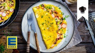 Omelette mit Champignons Rezept  Vegetarische Eierspeise mit Pilzen amp Parmesan  EDEKA [upl. by Forward]