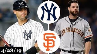 New York Yankees vs San Francisco Giants Highlights  April 28 2019 [upl. by Ahsiad]