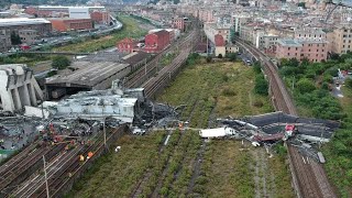 Genova crolla ponte Morandi il disastro ripreso dal drone [upl. by Hahsia586]