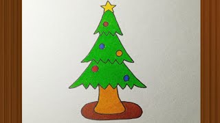 How to draw a Christmas tree easy  Christmas tree drawing easy [upl. by Topliffe]