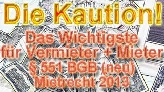 Wichtiges zum Thema Mietkaution § 551 BGB MietRÄndG Anlage  Begrenzung  Vermietershopde [upl. by Carlo143]