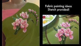 Step by Step fabric painting  Sketch provided [upl. by Hnad]