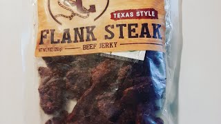 CATTLEMANS CUT TEXAS STYLE FLANK STEAK BEEF JERKY [upl. by Enilekcaj]