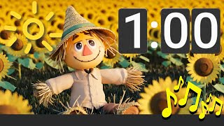 1 Minute October Countdown Timer with Happy Music 🎵 Sunny Scarecrow Theme 🌻 [upl. by Jeanie]