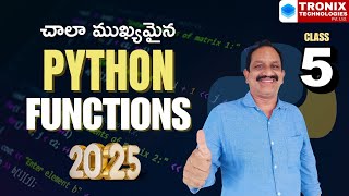 Python Functions 2025  Python Telugu Tutorials  Python For Beginners [upl. by Ecirehc411]