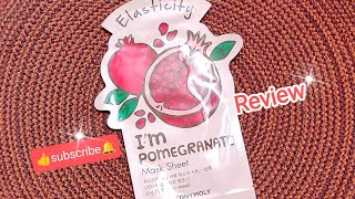 TonyMoly Sheet Mask ReviewTonyMoly Pomegranate Sheet Mask For Skin Elasticity [upl. by Elatan728]