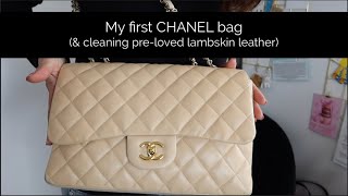 My First Chanel Bag  Cleaning Lambskin Leather [upl. by Tenner569]