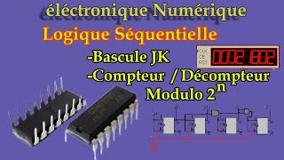 Logique Séquentielle Bascuke JK Compteur Décompteur Synchrone et Asynchrone [upl. by Nevarc634]