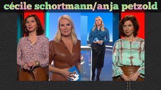 Cécile Schortmannanja petzold beautiful German presenter wearing leather skirt and leather dress [upl. by Ardnekan122]