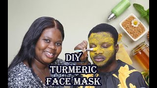 DIY TURMERIC FACE MASK Brighten your skin with Turmeric Milk Rice flour and lemon [upl. by Bobseine661]