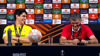 Jose Luis Mendilibar and Bono  Europa League winning press conference  Sevilla 11 Roma Pens 41 [upl. by Aneeres]